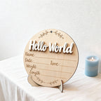 CouldNook Wooden Newborn Birth Milestone Sign - Hello World Baby Plaque