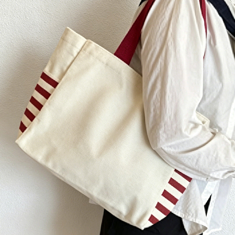 CouldNook Striped Canvas Tote Bag - Everyday Shopping Accent