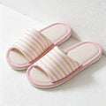 CouldNook Soft Stripe Open Toe Slippers - Relaxed Indoor Accent
