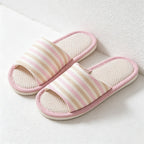 CouldNook Soft Stripe Open Toe Slippers - Relaxed Indoor Accent
