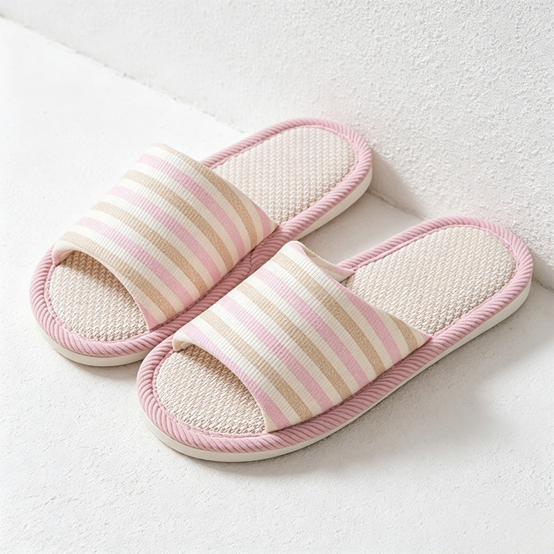 CouldNook Soft Stripe Open Toe Slippers - Relaxed Indoor Accent
