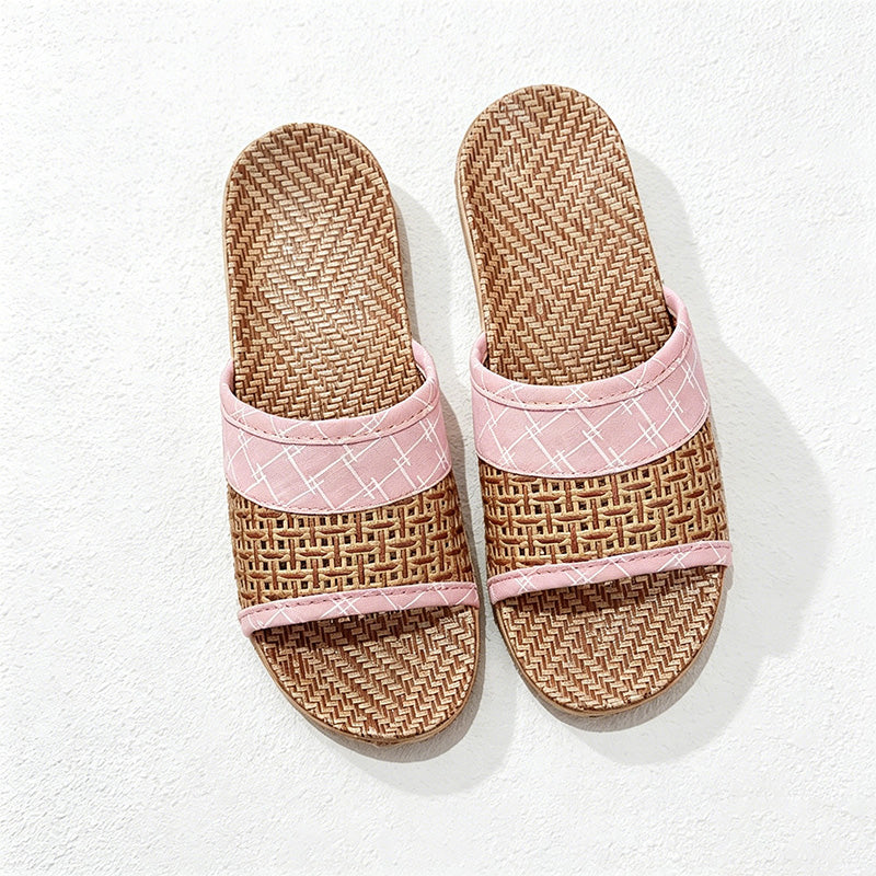 CouldNook Flax-Look Cross Strap House Slippers - Natural Indoor Accent
