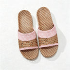 CouldNook Flax-Look Cross Strap House Slippers - Natural Indoor Accent