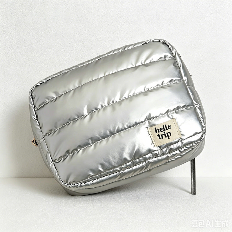 CouldNook Metallic Quilted Cosmetic Pouch - Vanity Storage Accent