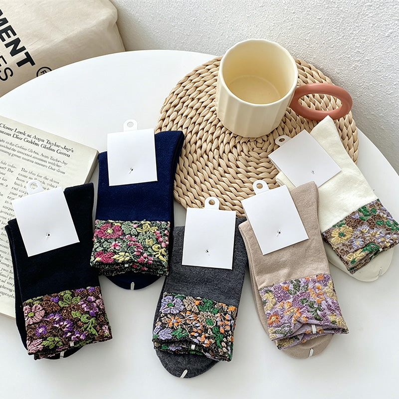 CouldNook Garden Pattern Crew Socks - Everyday Gift Accessory