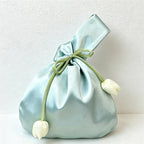 CouldNook Tulip Satin Wrist Bag - Aesthetic Floral Gift Pouch