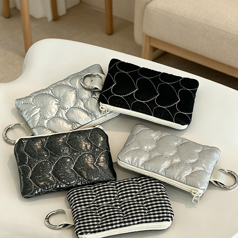 CouldNook Mini Quilted Heart Purse - Aesthetic Portable Card Case
