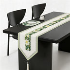 CouldNook Retro French Vintage Floral Table Runner - Luxury V-Shape Tassel Mat