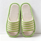CouldNook Striped Linen-Look Open Toe Slippers - Everyday Indoor Accent