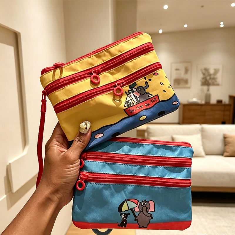 CouldNook Cartoon Double Zipper Pouch - Daily Bag Organizer