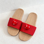 CouldNook Mushroom Applique Open Toe Slippers - Whimsical Home Accent