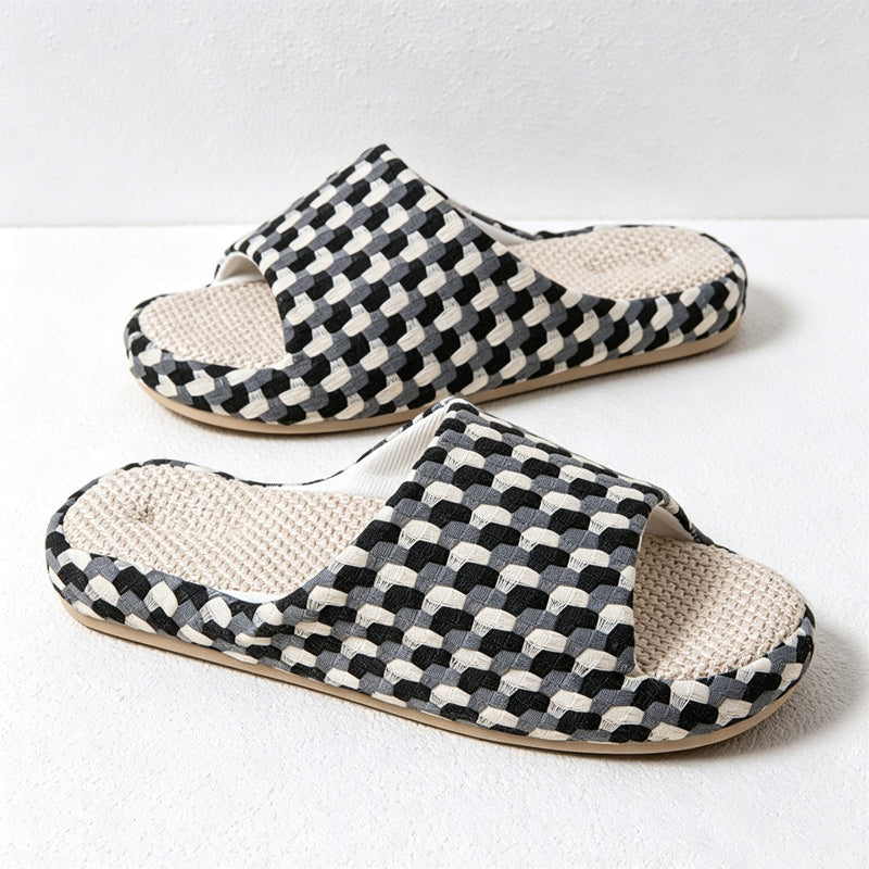CouldNook Checker Band Home Slippers - Everyday Use Accent