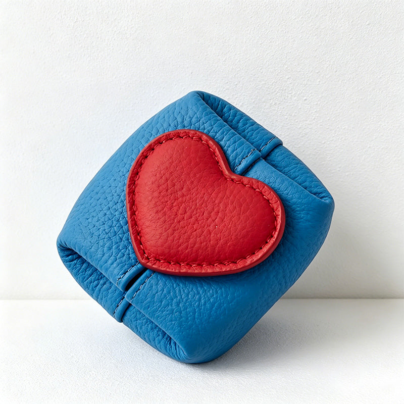 CouldNook Heart Accent Faux PU Mini Pouch - Earbud Case