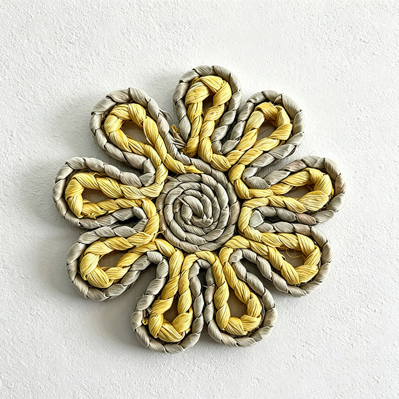 CouldNook Straw Woven Flower Mat - Aesthetic Pastoral Coaster