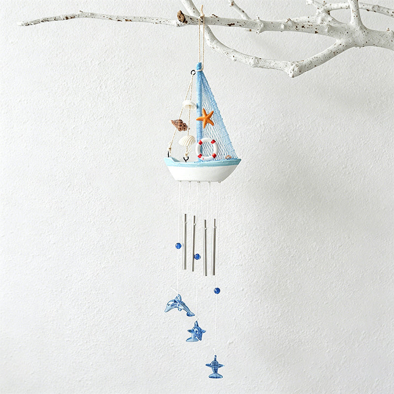 CouldNook Mediterranean Bell Hanging - Nautical Sailboat Wall Ornament