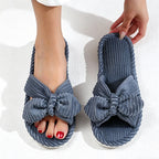 CouldNook Bow Accent Open Toe House Slippers - Bedroom Display Accent