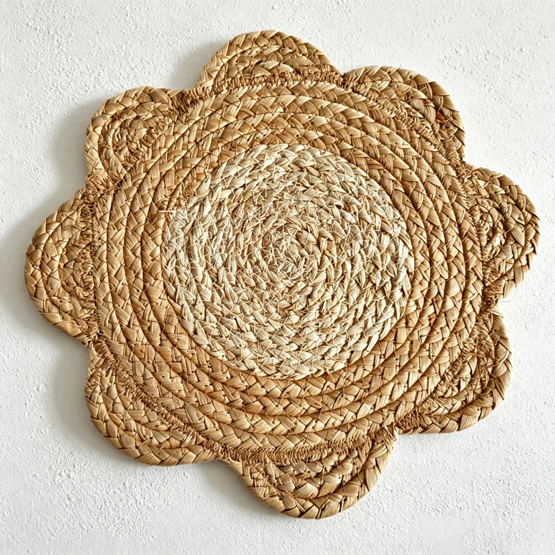 CouldNook Faux Straw Flower Shape Table Placemat - Practical Room Accent