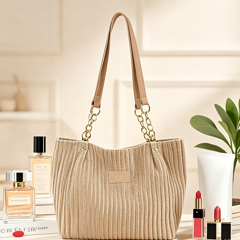 CouldNook Pleated Shoulder Tote Bag - Vanity Carry Accent