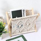 CouldNook Macrame Wood Magazine Rack - Home Storage Decor