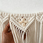 CouldNook Shell Accent Macrame Wall Banner – Boho Fringe Wall Hanging Tapestry