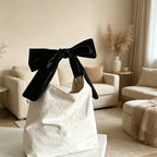 CouldNook Bow Canvas Shopping Bag - Aesthetic Large Capacity Tote