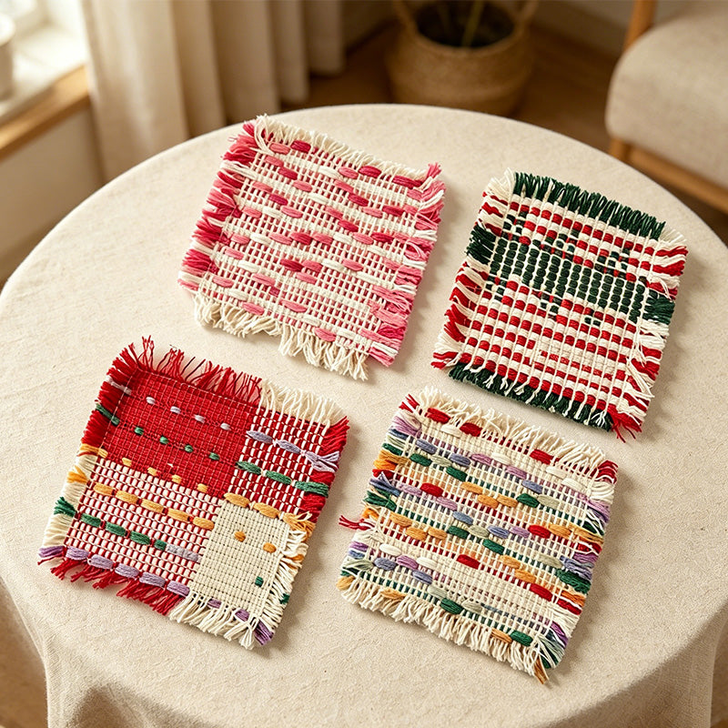 CouldNook Tassel Woven Coaster - Aesthetic Nordic Fabric Mat