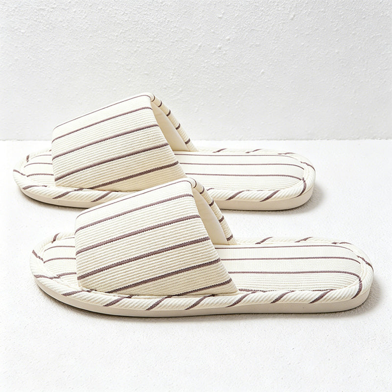 CouldNook Vertical Stripe Open Toe Slippers - Easy Indoor Accent