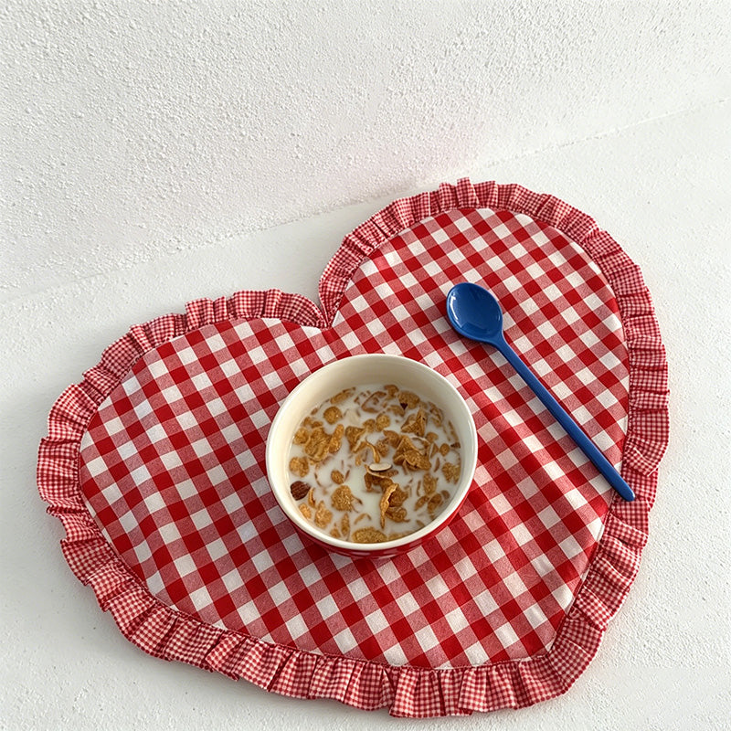 CouldNook Lace Heart Large Placemat - Aesthetic Fabric Table Decor
