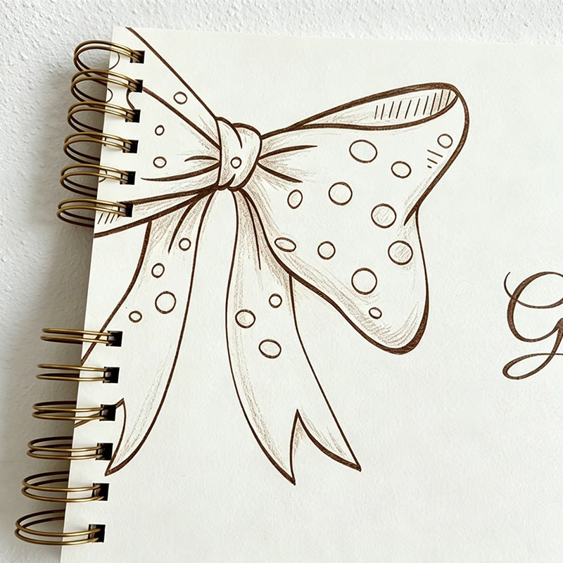 CouldNook Laser Engraved Guest Book - Bow Spiral Bound Notebook