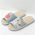 CouldNook Apple Bear Linen-Look Open Toe Slippers - Cozy Indoor Accent
