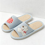 CouldNook Apple Bear Linen-Look Open Toe Slippers - Cozy Indoor Accent