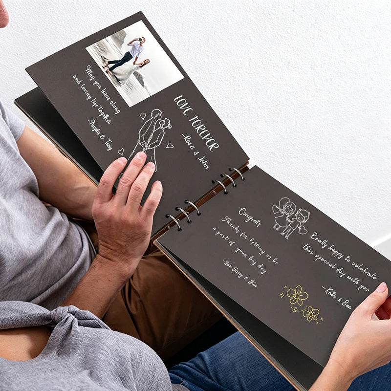 CouldNook Wood Wedding Guest Book - Keepsake Memory Album
