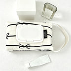 CouldNook Stripe Bow Quilted Wipe Bag - Aesthetic Portable Storage