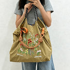 CouldNook Wildflower Bouquet Embroidery Shopping Bag - Everyday Market Accent