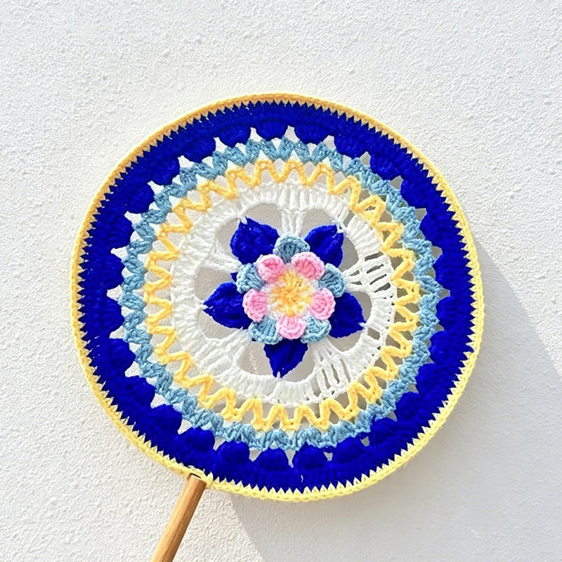 CouldNook Hand Crochet Round Hand Fan - Retro Chinese Style Woven Decor Fan