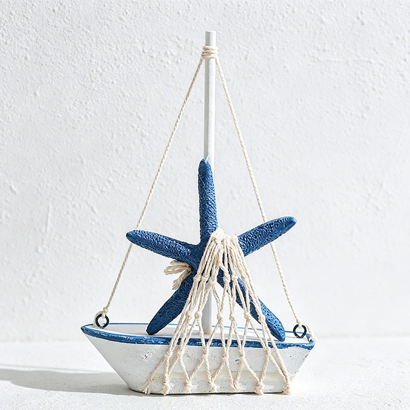 CouldNookMediterranean Wooden Sailboat Model - Nautical Table Decor Ornament