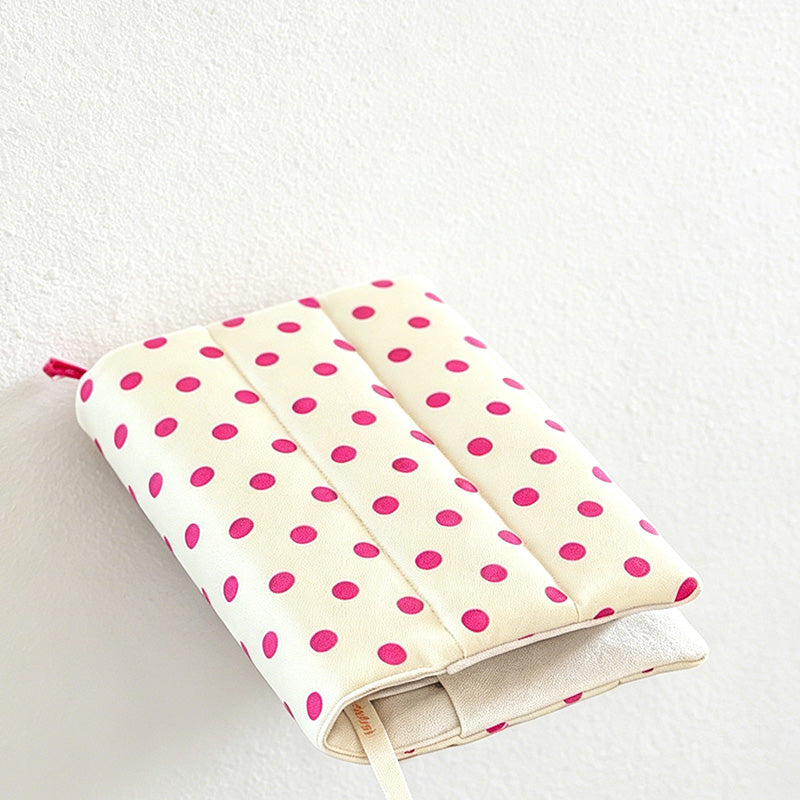 CouldNook Polka Dot Quilted Book Cover - Aesthetic A5 Fabric Sleeve