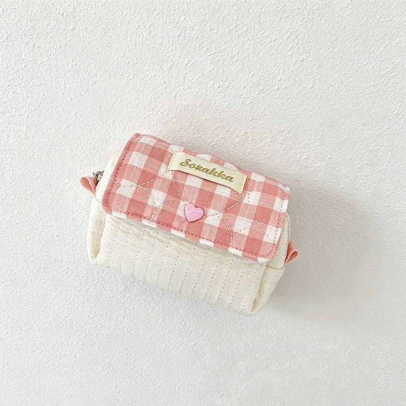 CouldNook Gingham Quilted Mini Zip Pouch - Desk Accent