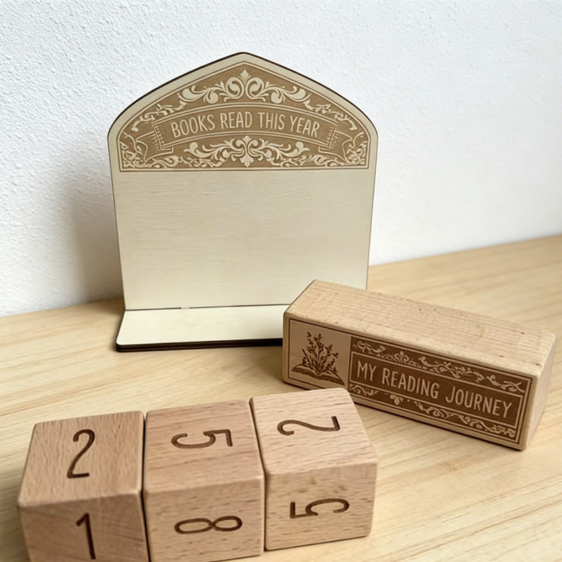 CouldNook Beech Wood Reading Counter - Digit Tracker Desk Ornament