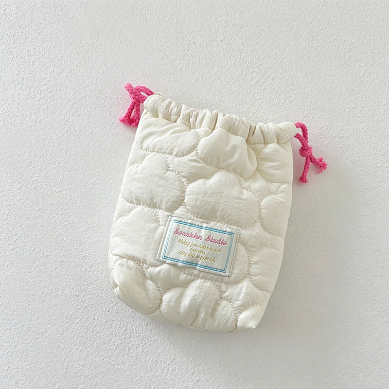 CouldNook Quilted Drawstring Storage Pouch - Soft Vanity Organizer