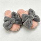 CouldNook Bunny Ear Bow Open Toe Slippers - Soft Bedroom Accent