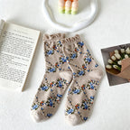 CouldNook Bubble Cuff Rose Floral Mid-Calf Socks - Stackable Socks