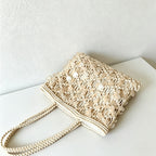 CouldNook Woven Hollow-Out Tote Bag - Large Capacity Knitted Shoulder Bag