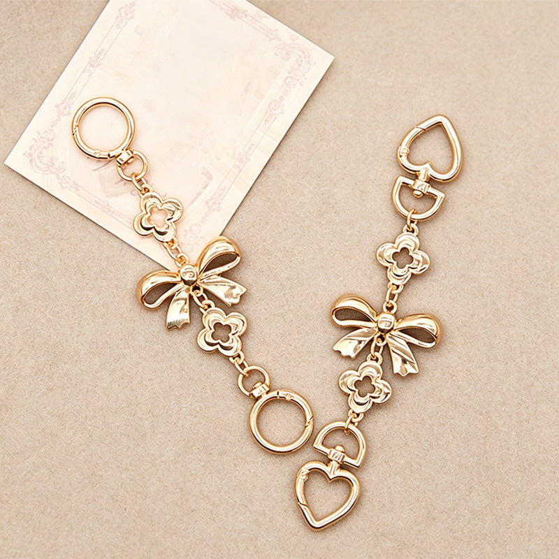 CouldNook Linked Floral Bag Charm Chain - Heart Accent
