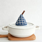 CouldNook Denim Triangular Pot Cap - Aesthetic Embroidered Handle Cover