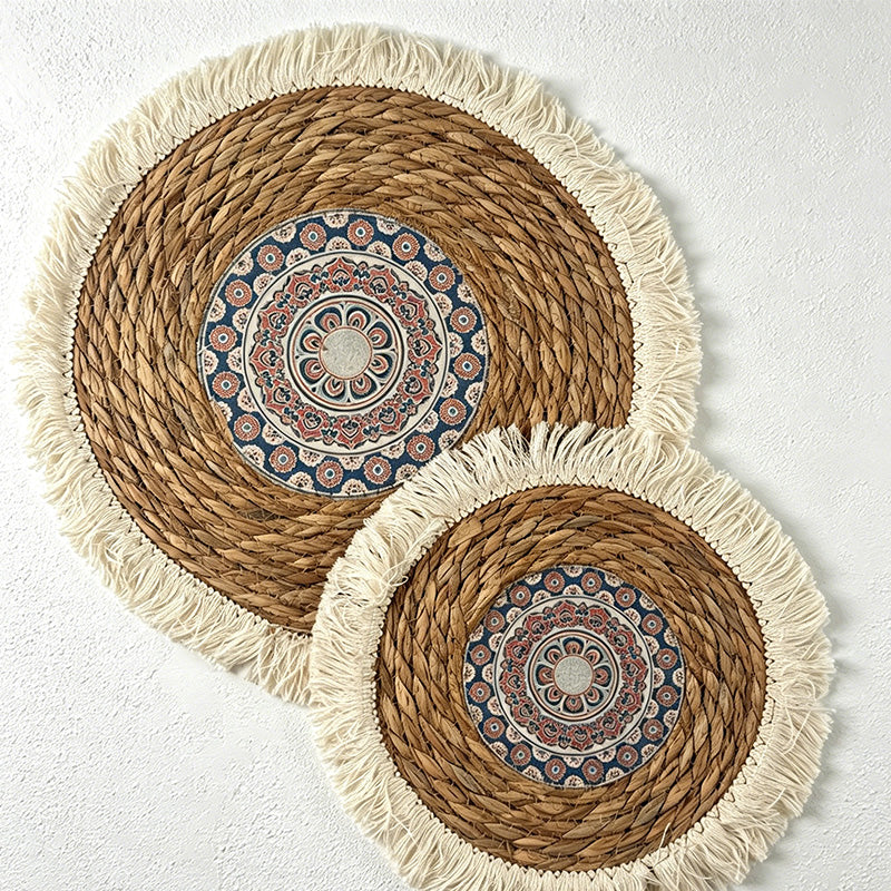 CouldNook Reed Bohemian Tassel Mat - Aesthetic Patterned Placemat