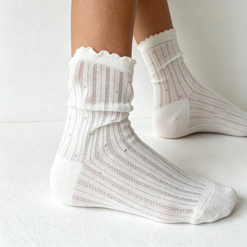 CouldNook Textured Dot Openwork Textured Hosiery - Warm Room Detail