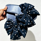 CouldNook Rosette Bow Plush Open Toe Slippers - Warm Home Accent