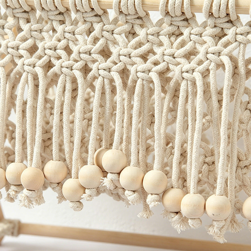 CouldNook Macrame Floor Storage Basket - Wood Bead Organizer