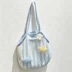 CouldNook Plaid Flower Shoulder Tote Bag - Soft Carry Accent